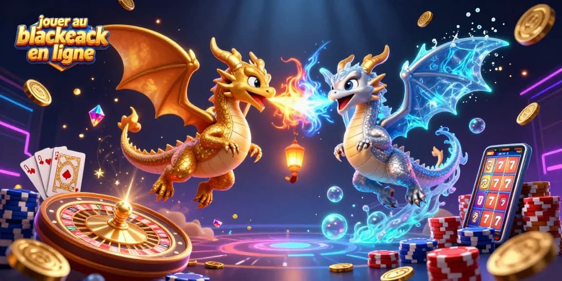 Jouer au blackjack en ligne avec des dragons fantastiques et des éléments de casino dynamiques.