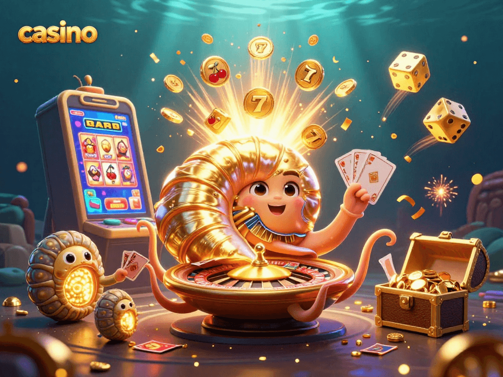Visualize casino excitement with a 3D nautilus roulette wheel and dynamic jackpot symbols!
