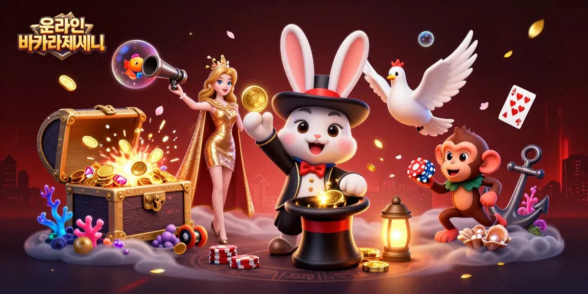 온라인 바카라사이트에서 매력적인 카지노 장면을 보여주는 3D 일러스트레이션입니다.