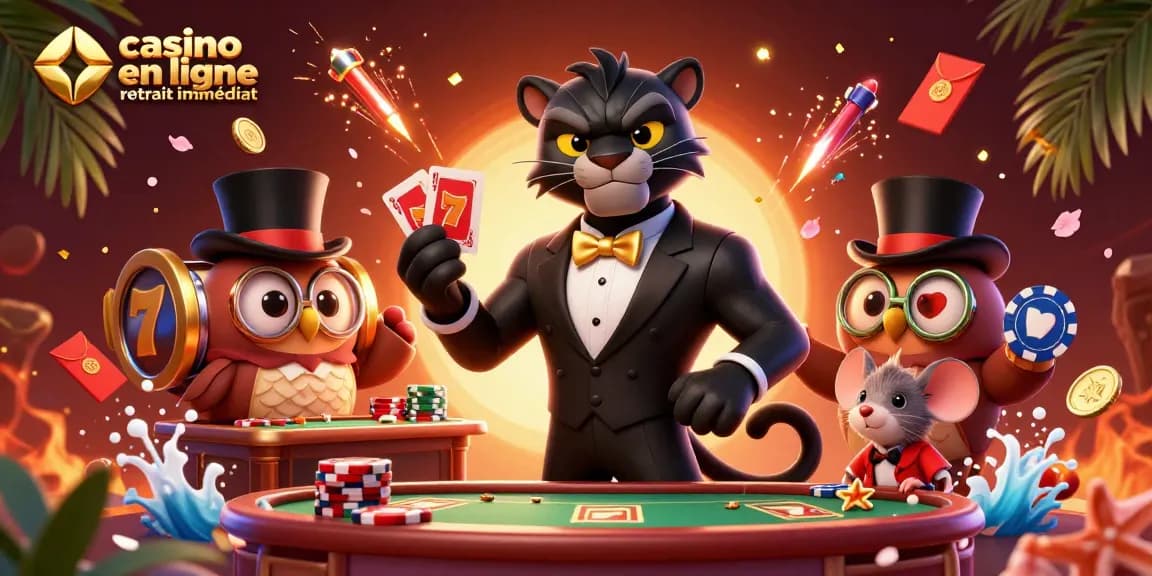 Jouer sur casino en ligne retrait immédiat avec des personnages de jeu captivants et des éléments d'animation intrigants.