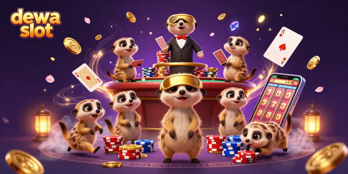 Taruhan Seru di dewa slot dengan Koloni Meerkats yang Mengelola Kasino Penuh Warna.
