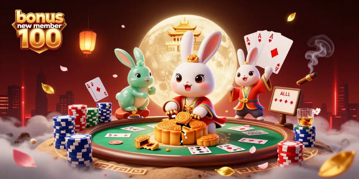 Menangkan bonus new member 100 dengan permainan kartu dan suasana kasino yang berwarna-warni.