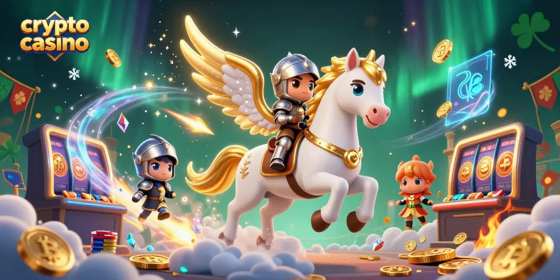 Gioca in un crypto casino circondato da monete Bitcoin e Ethereum mentre esplori giochi entusiasmanti.
