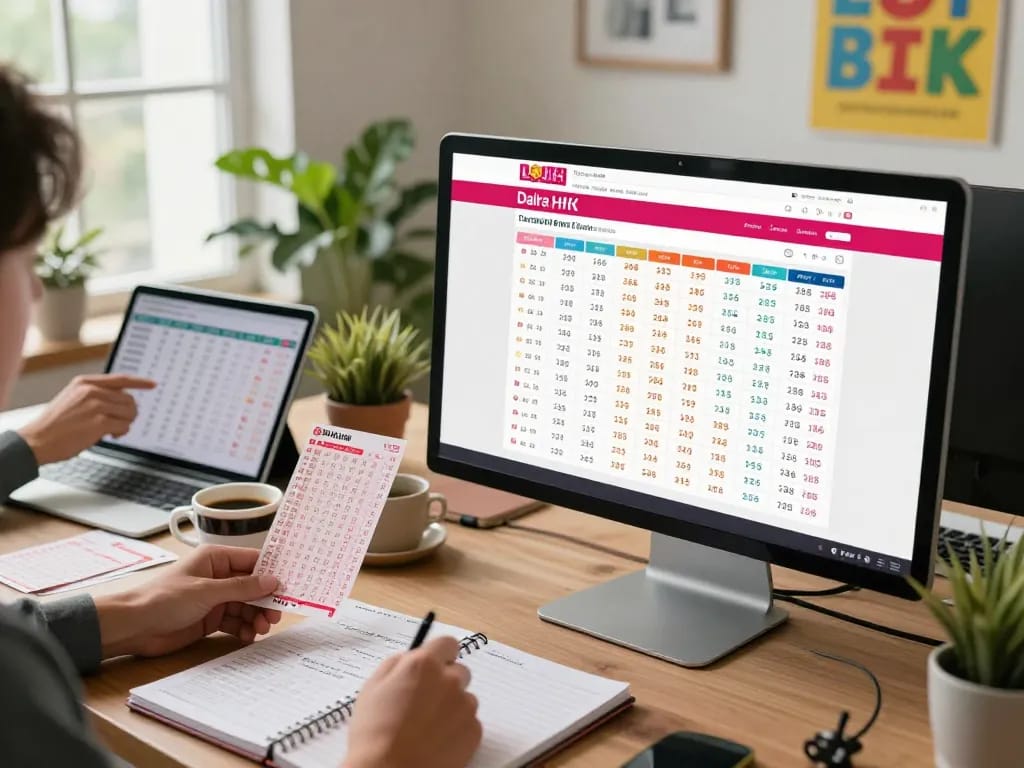 Dynamic Data HK lottery analysis scene with person using digital results.