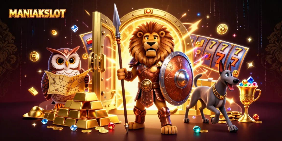Experience the thrill of winning with MANIAKSLOT and vibrant 3D casino elements bursting with energy.