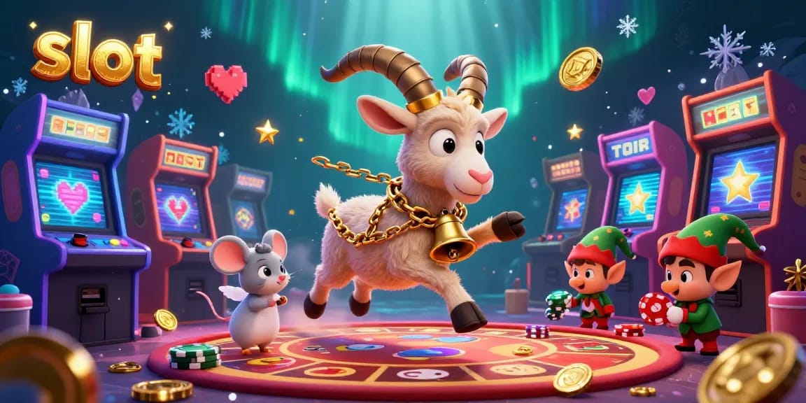 Spin the vibrant slot scene featuring a Krampus goat and mischievous elves among countless elements.