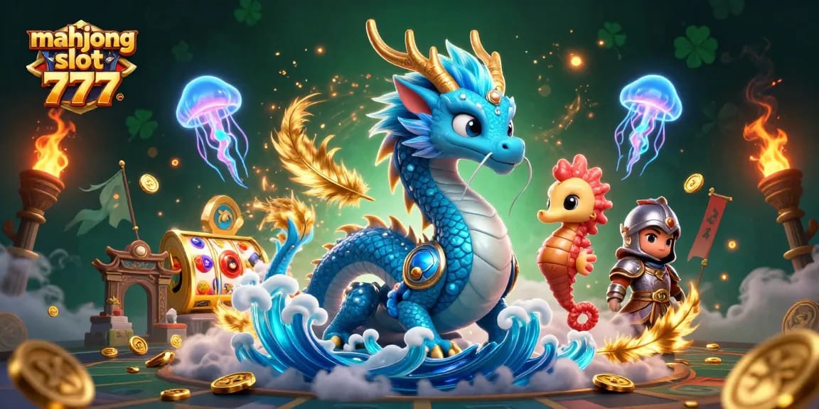 Experience thrilling moments with mahjong slot 777, showcasing vibrant characters amidst a casino scene.