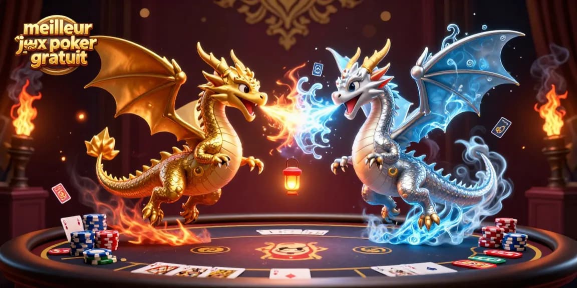 Jouez au meilleur jeux de poker gratuit avec des dragons 3D et des tables de poker animées.
