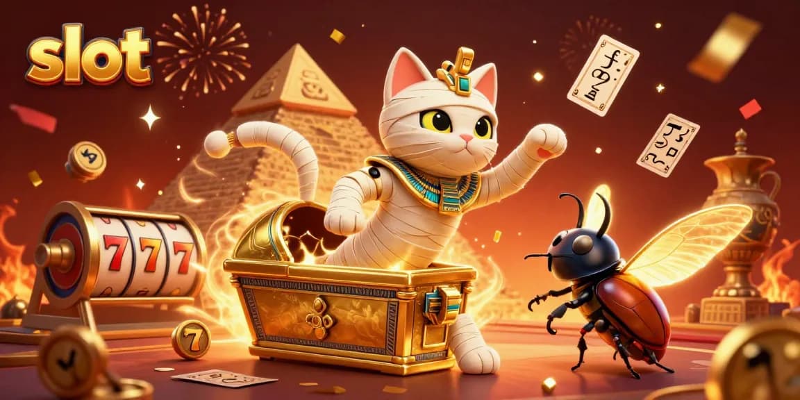 Mainkan slot dengan kekuatan kucing mummy ajaib di kasino piramida ramai.