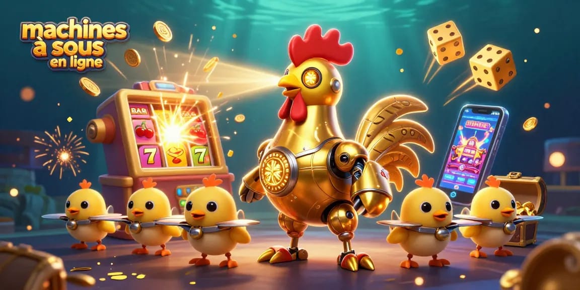 Découvrez les machines à sous en ligne avec une illustration 3D riche et dynamique, fusionnant jeux et luxe.