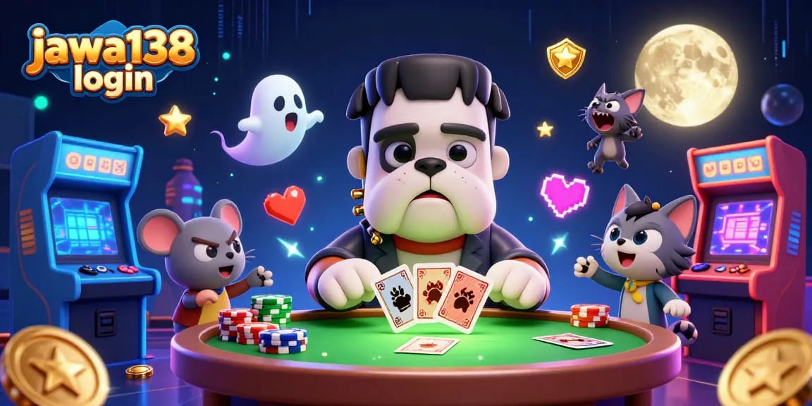 Gambarkan aksi seru dengan jawa138 login sambil menarik kartu di meja hijau yang angker.