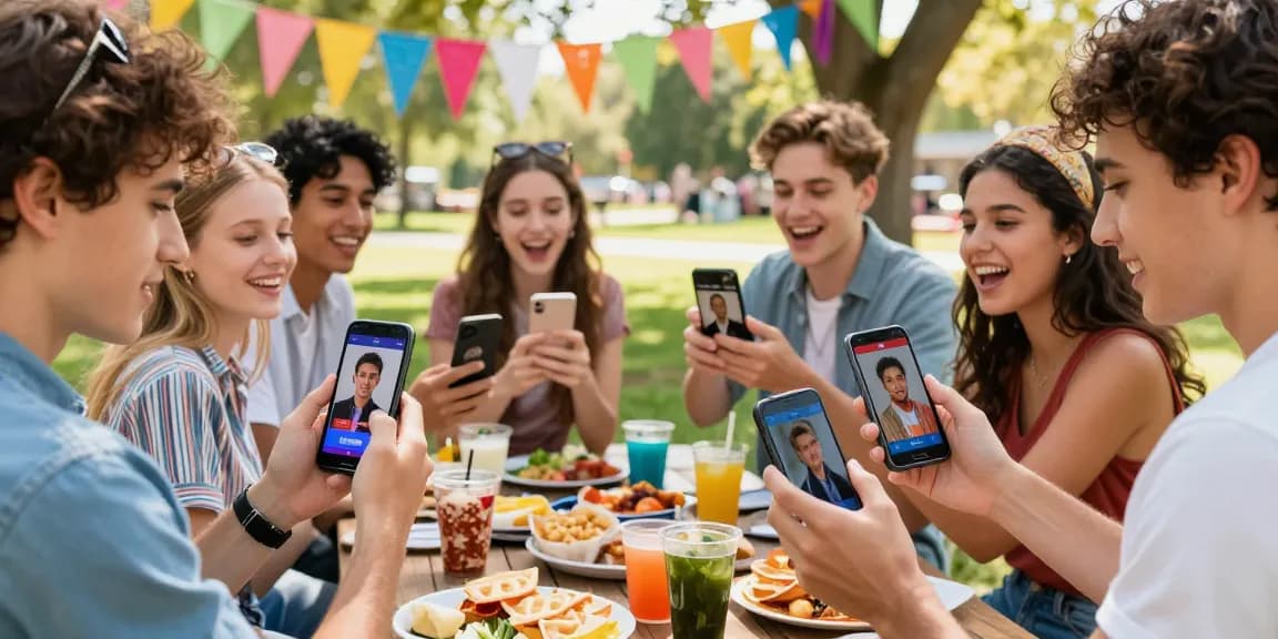 Friends discovering who they resemble among celebrities using a celebrity i look like app.