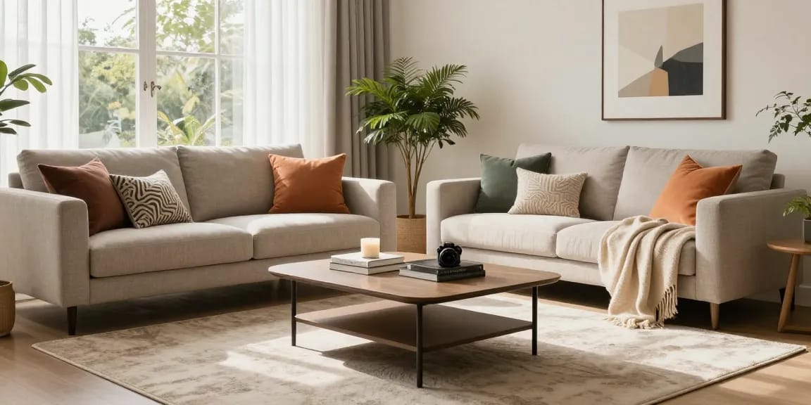 Stylish living room showcasing depo 5k furniture trends with cozy decor elements.