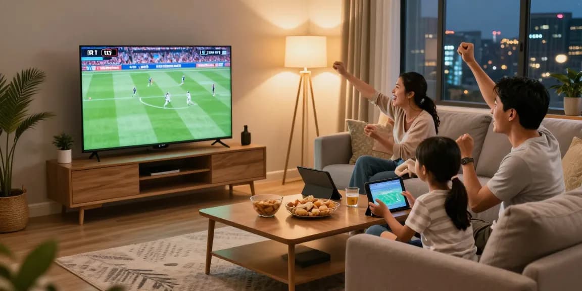 Discover this resource on Indie Hackers featuring families enjoying IPTV services together in a cozy living room.