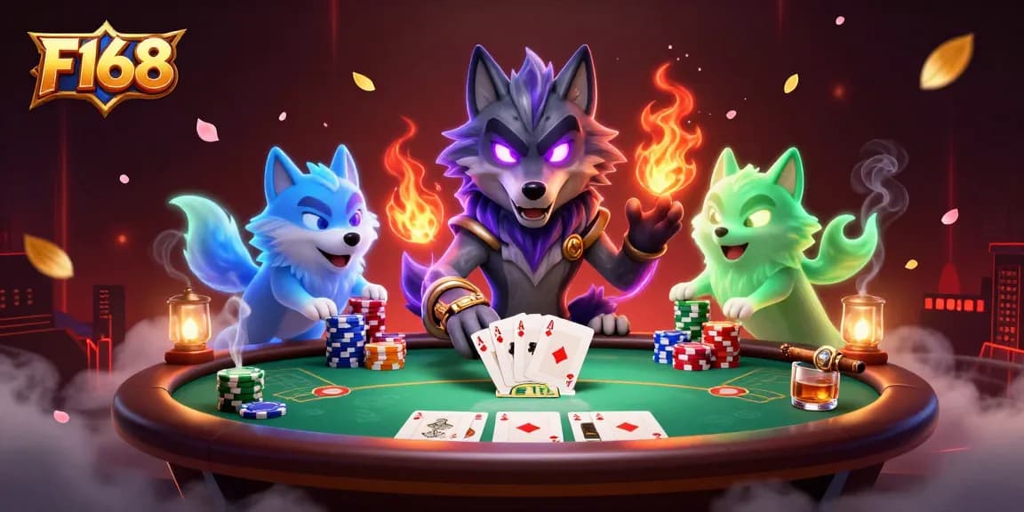 Engage in thrilling dynamics with F168's vibrant casino experience featuring spirited wolf characters and poker missions.