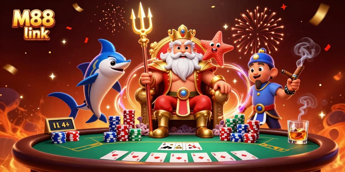 Engage with thrilling games at M88 link under the reign of Neptune in this lively casino scene.
