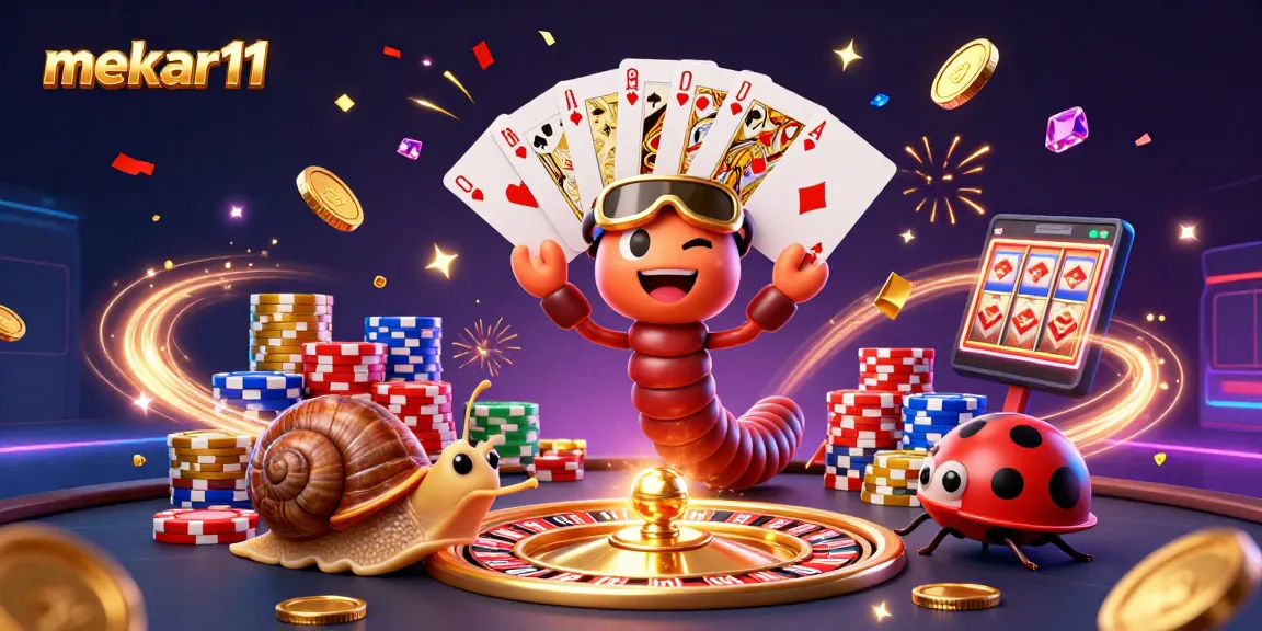 Experience excitement with mekar11 in a vibrant 3D casino scene filled with dynamic characters and rich gameplay elements.
