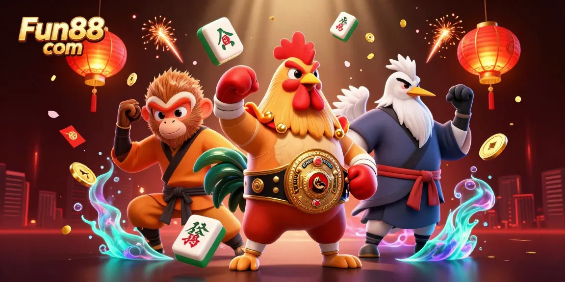 Engage with the vibrant Fun88 com casino scene featuring dynamic Muay Thai and martial arts characters.