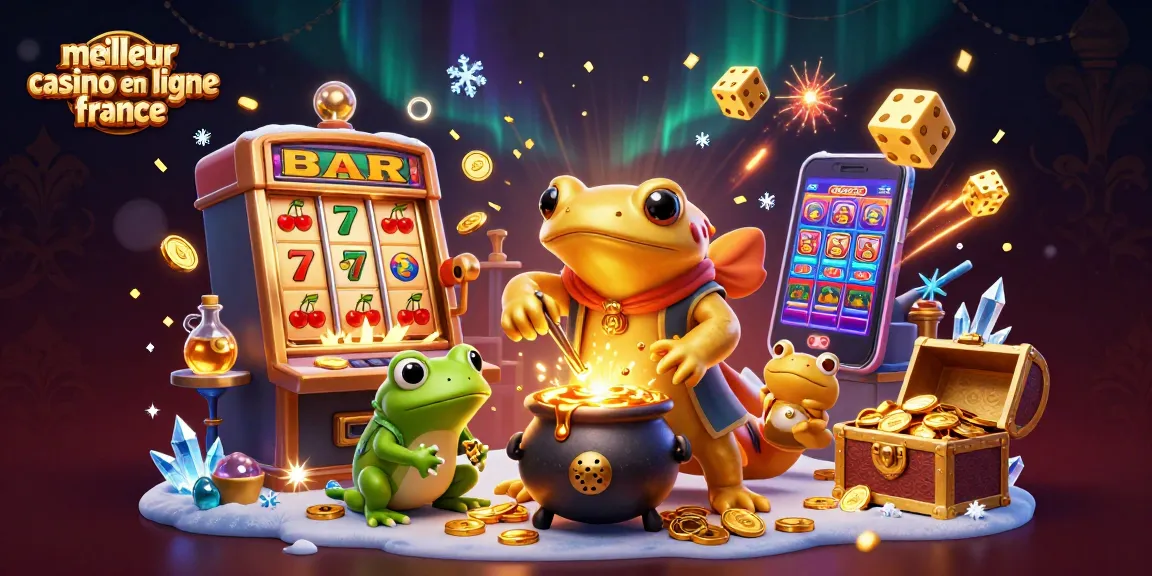 Explorez le meilleur casino en ligne France avec notre illustration animée de jeux captivants.