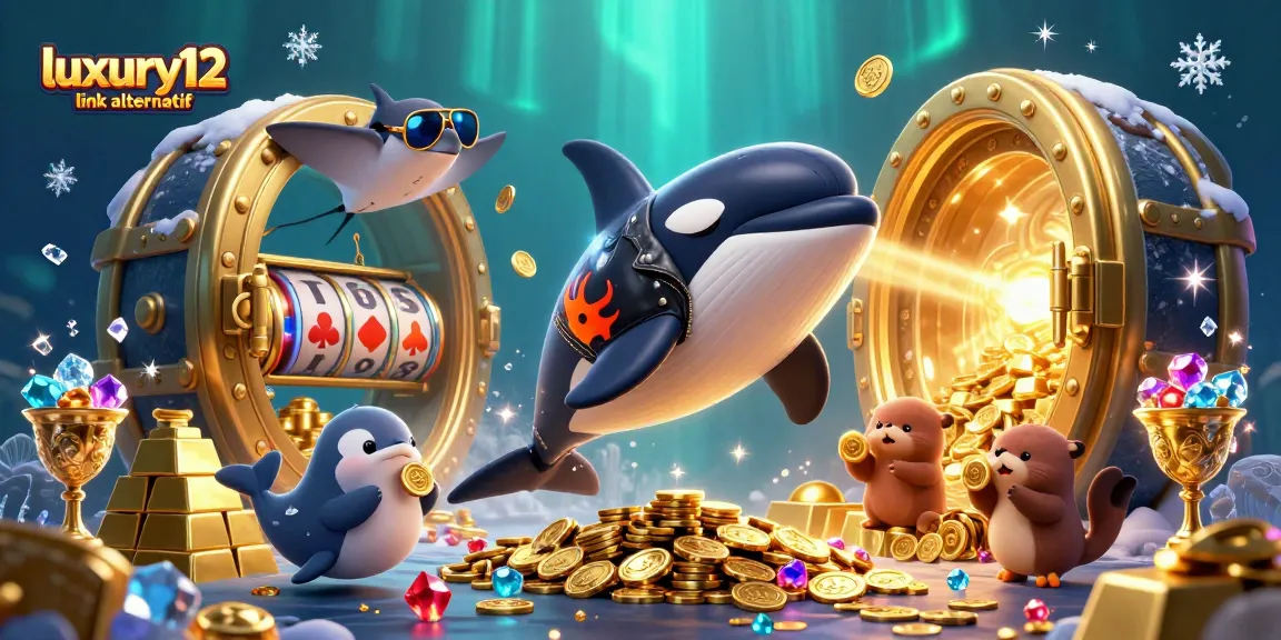 Experience luxury12 link alternatif with vibrant 3D casino illustration featuring playful characters and gaming elements.