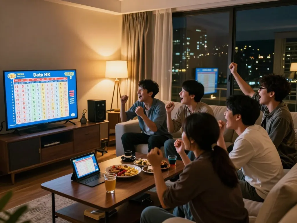 Watch live Data HK lottery results with friends, celebrating winning numbers in a cozy atmosphere.