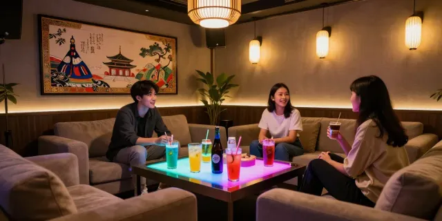 강남타이밍의 고급 유흥 공간에서 편안히 즐기는 손님들 모습