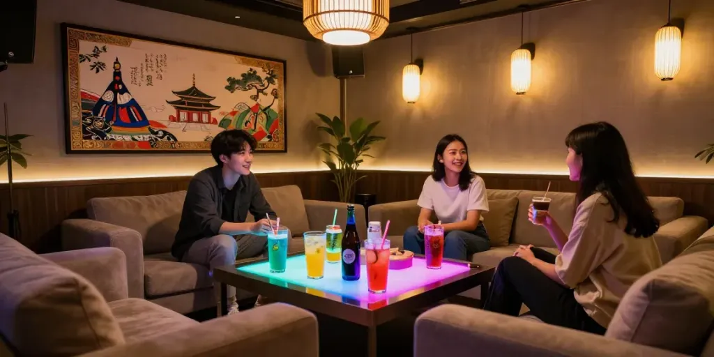 강남타이밍의 고급 유흥 공간에서 편안히 즐기는 손님들 모습
