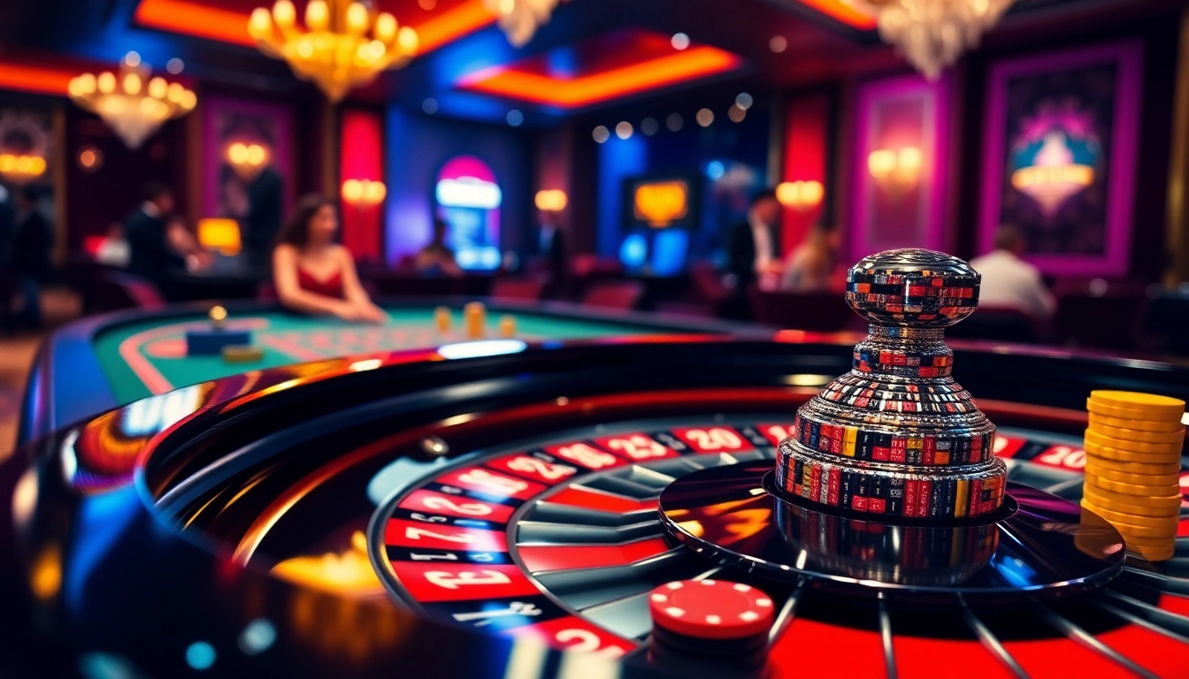 Engaging atmosphere of a non gamstop casino Uk, featuring vibrant roulette table and players.