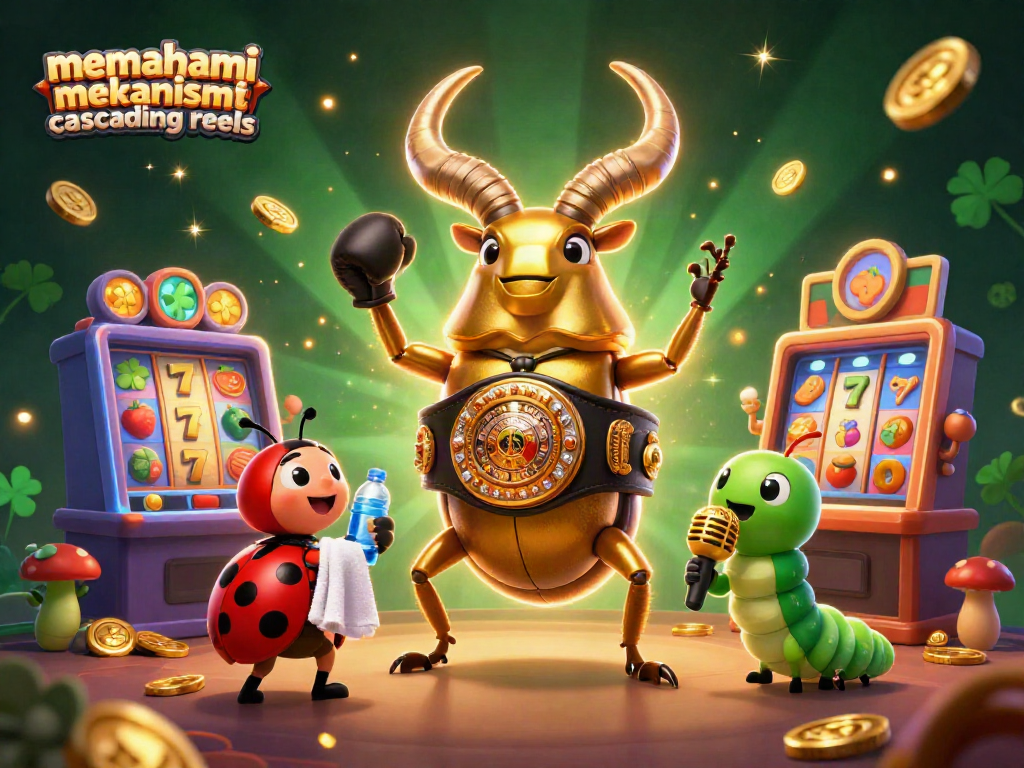 Menjelajahi memahami mekanisme cascading reels dalam ilustrasi kasino 3D yang dinamis dan berwarna.