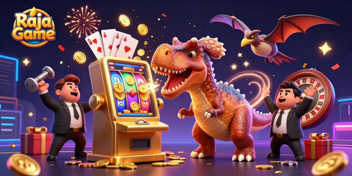 Experience the excitement of Raja Game as a pachycephalosaurus triggers a jackpot, surrounded by casino thrills.