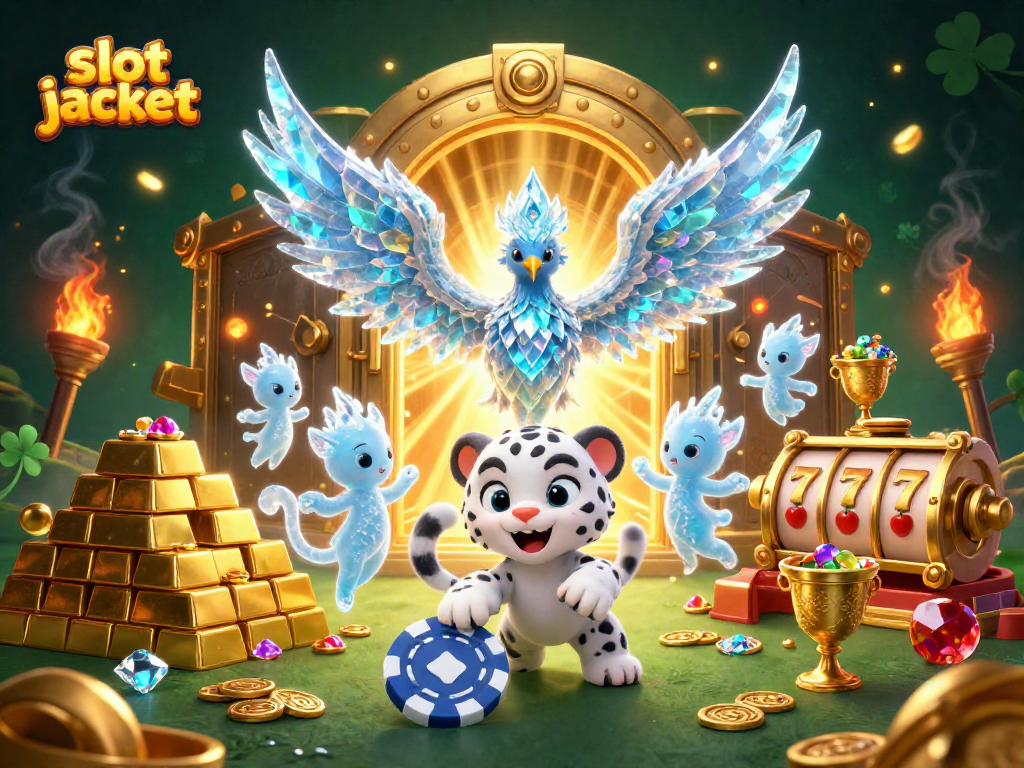 Experience slot jackpot excitement with a stunning blend of fantasy and casino elements in this rich 3D illustration.
