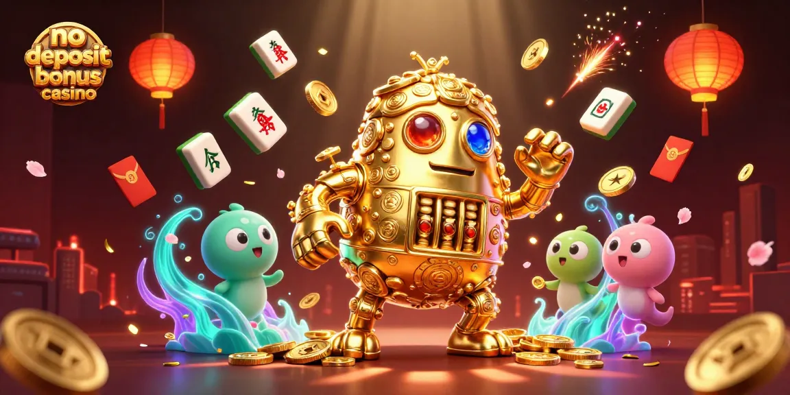 Engage in the thrilling no deposit bonus casino action with vibrant game elements and a golden golem.