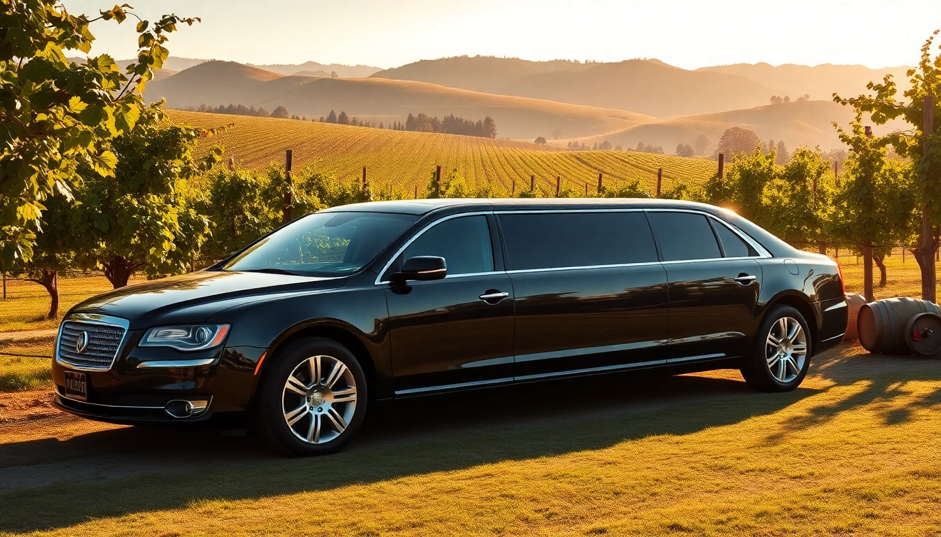 Experience a unique winery limo service amidst stunning vineyard landscapes.