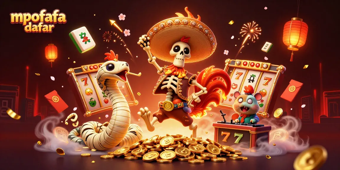 Join the fun at MPOFAFA daftar, where vibrant characters celebrate amidst slot games and dynamic casino elements.