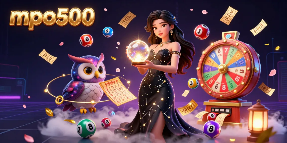 Experience the excitement of mpo500 casino gaming with magical elements and vibrant lottery balls.