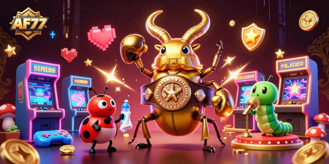 Engage with the exciting world of AF77, showcasing a vibrant gambling scene packed with animated characters and gaming elements.