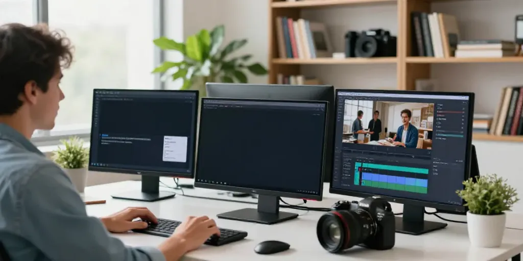 AI marketing video generator pricing analysis in a vibrant digital workspace