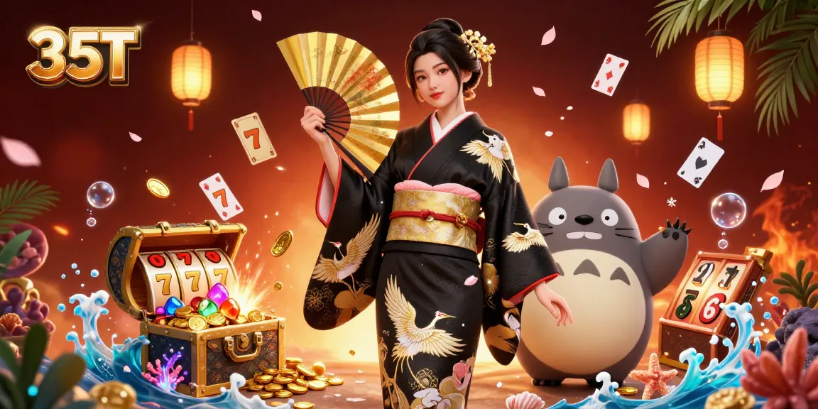 Win big with 35T by exploring slots and jackpots in an exciting underwater casino scene.