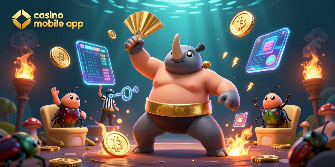 Jouez à une simulation dynamique de l'application casino mobile avec des éléments de jeu et des personnages colorés.