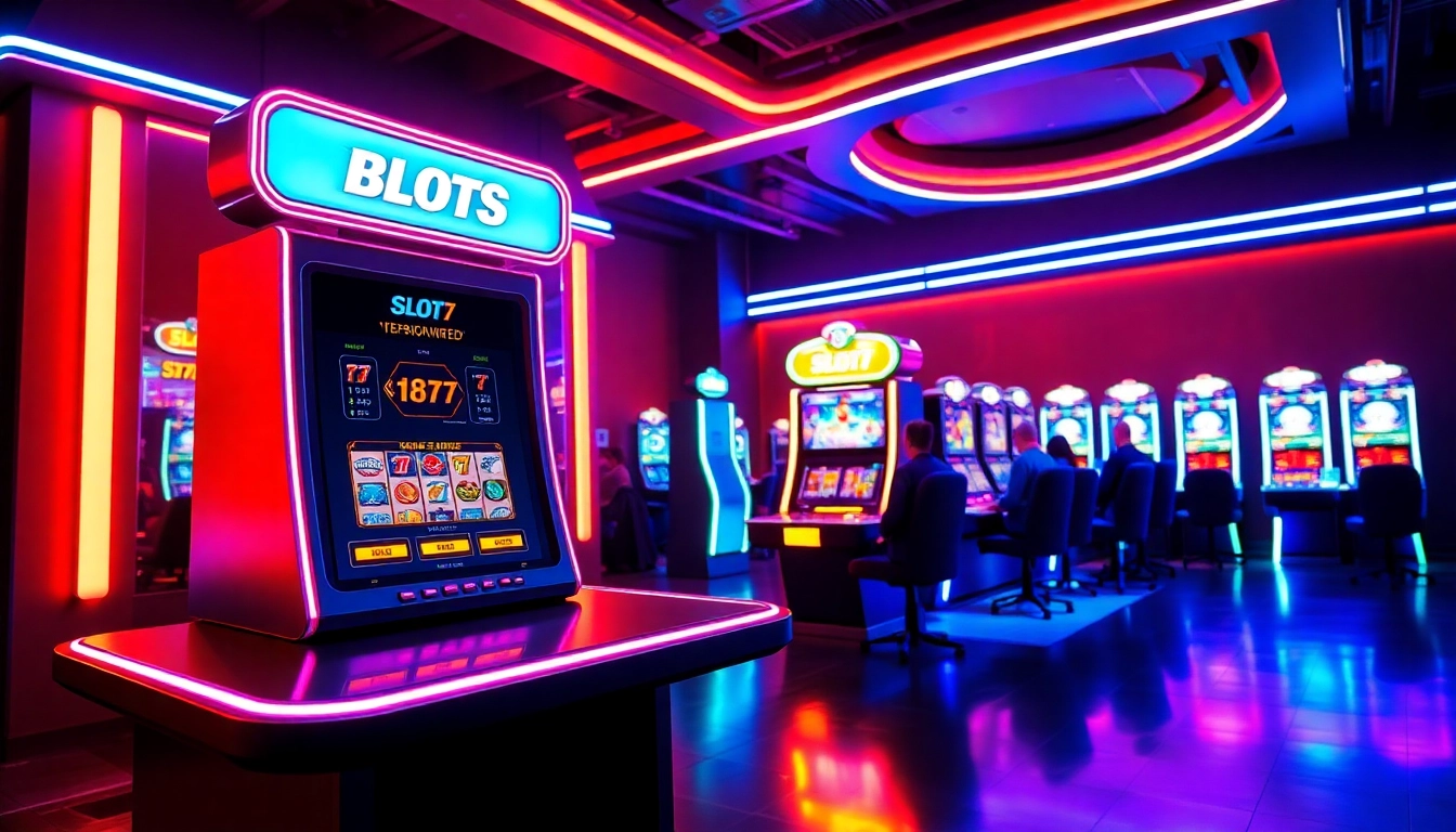 Menangkan dengan Slot77 di mesin slot modern yang bercahaya penuh warna.