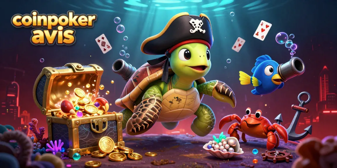 CoinPoker avis : suivez le voyage d'une tortue pirate dans cet univers de casino crypto.