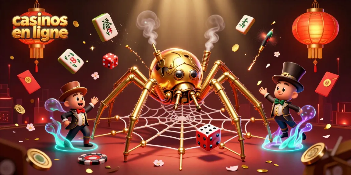 Découvre les casinos en ligne avec des éléments de jeu uniques et amusants dans cette illustration.