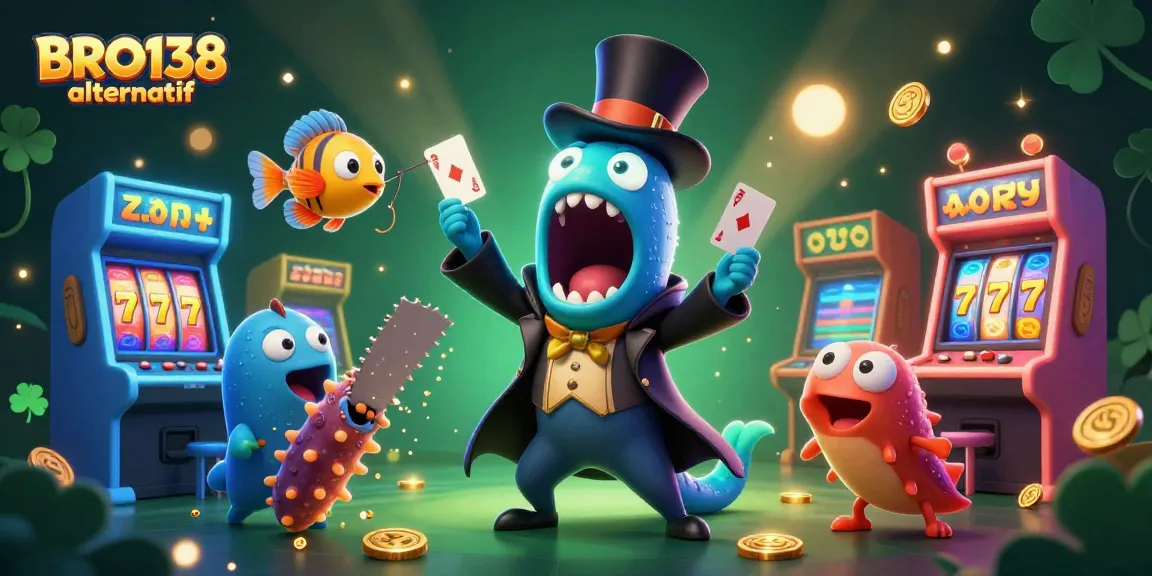 Engage with BRO138 alternatif for vibrant slot games and exciting promotions in this animated scene.