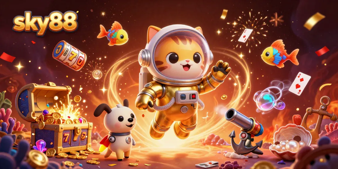 Experience thrilling wins at sky88 with vibrant slot games and captivating casino scenes.