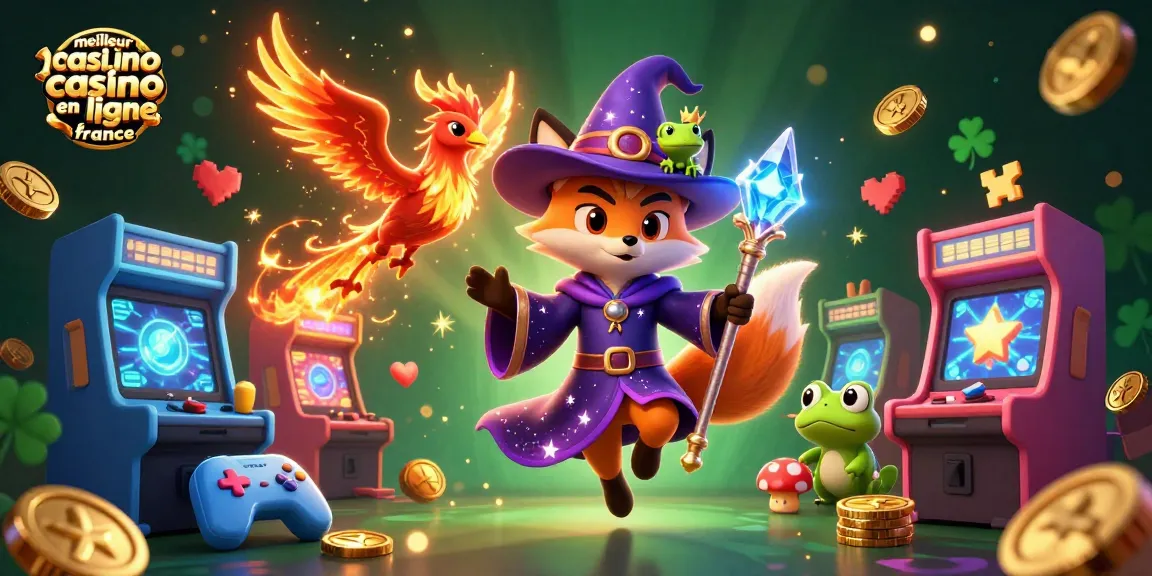 Découvrez le meilleur casino en ligne France avec des machines colorées et des personnages magiques dans cette scène captivante.