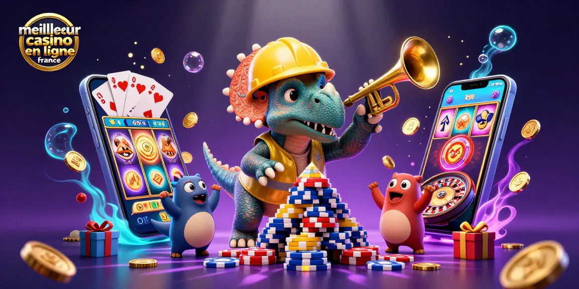 Illustration du meilleur casino en ligne France avec un triceratops et des jeux captivants.