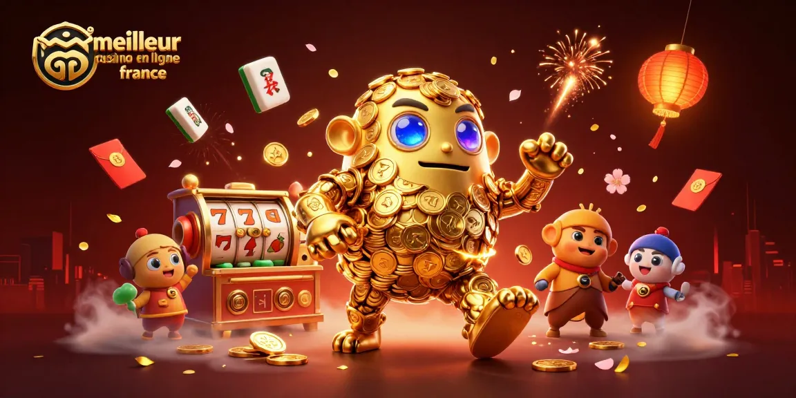 Plongez dans l'univers du meilleur casino en ligne France avec ce golem doré illuminé et chanceux.