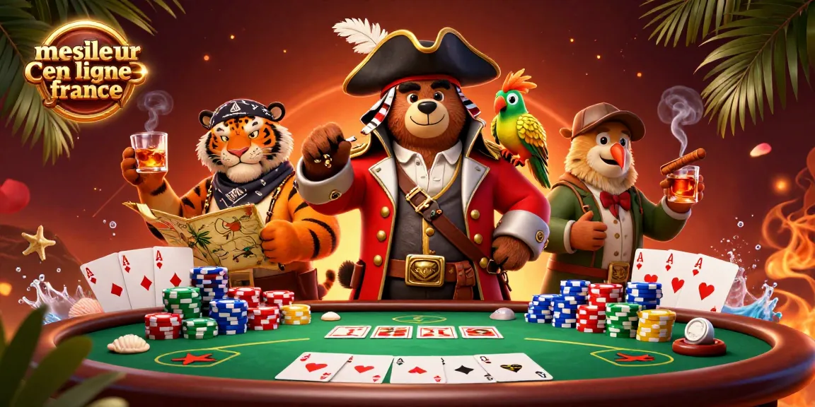 Jouer au meilleur casino en ligne France avec des personnages de casino animés, ambiance festive et couleurs vives.