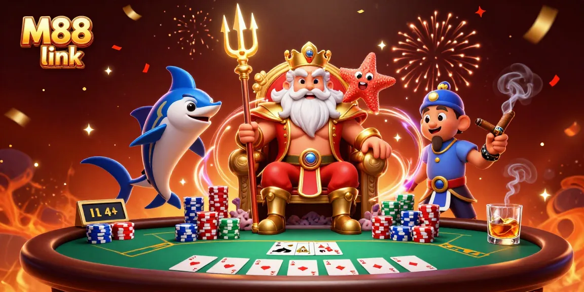 Engage with thrilling games at M88 link under the reign of Neptune in this lively casino scene.