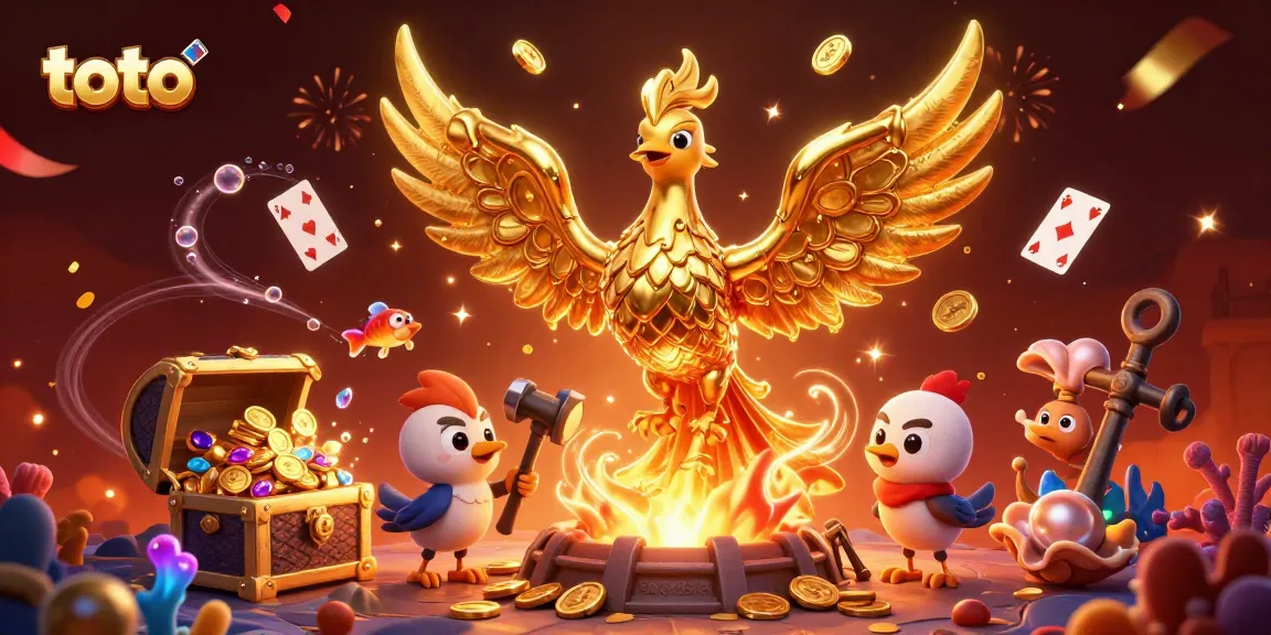 Toto meningkatkan keberuntungan Anda dengan jackpot emas dan harta karun dalam ilustrasi kasino.